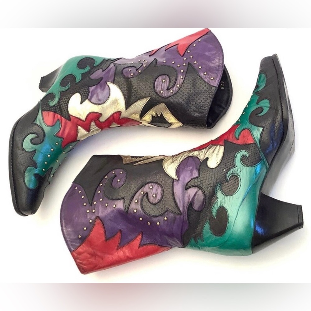 ✨ Rare Vintage Margaret Jerrold Hand-Painted Cowboy Boots 8.5 ✨